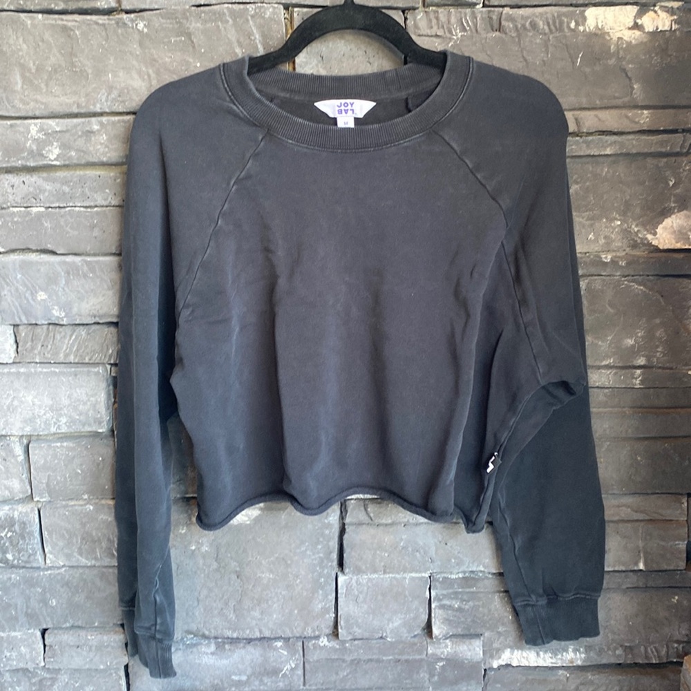 TARGET JOYLAB WOMENS CROPPED SWEATSHIRT ACID WASHED BLACK SIZE:M